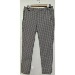 Adrianna Papell Black White Geometric Ankle Pants Women 10 Stretch Career Office